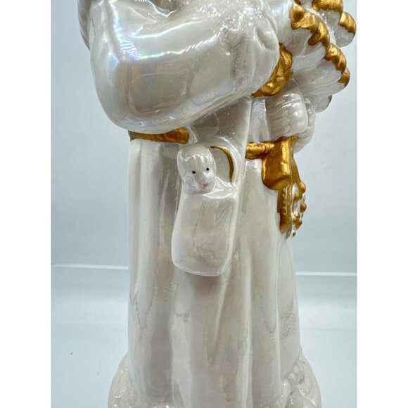 Vintage Ceramic Santa Claus Pearlized Figurine Christmas Tree Holiday Decor - Picture 6 of 6